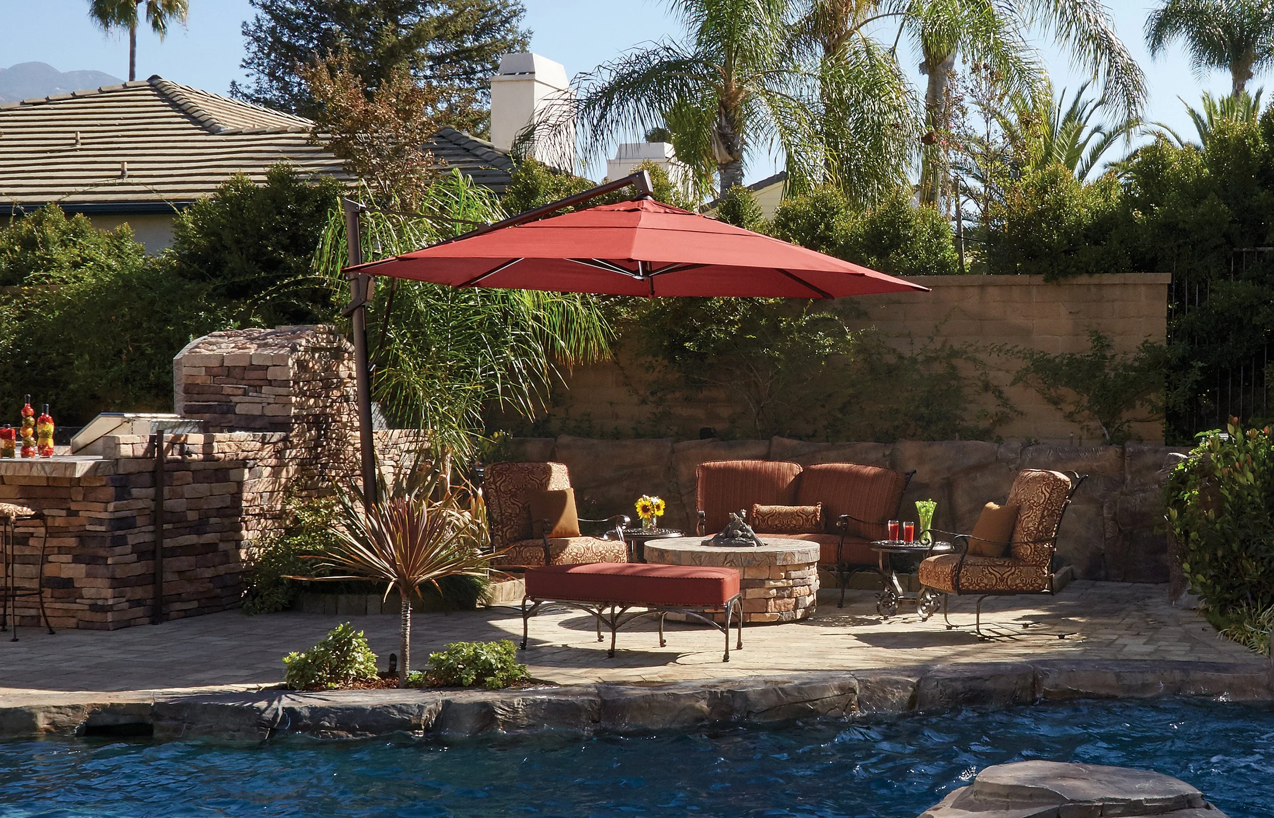 夕暮れのバルコニー Treasure Garden Umbrellas | Premium Outdoor Shade Solutions — The